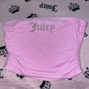 juicy couture pink rhinestone terry cloth tube top